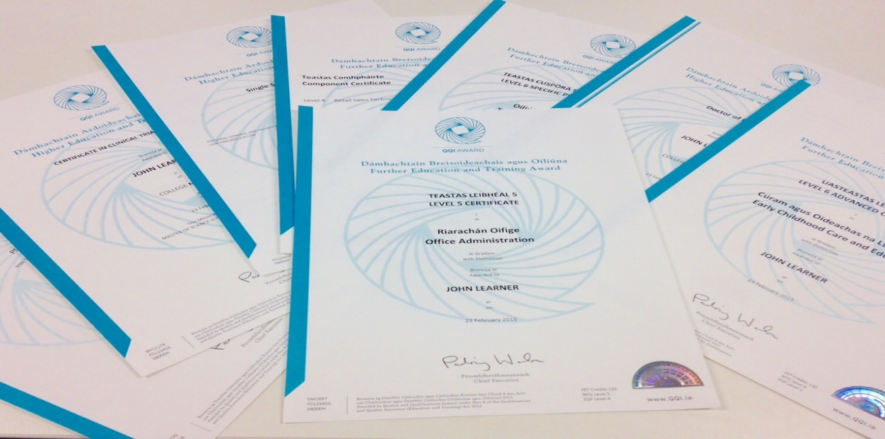 QQI Award Certificates