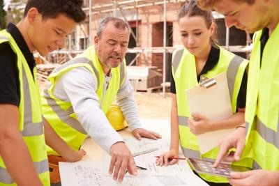 Apprentices on a building site