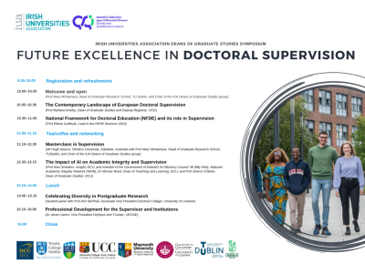 Agenda for the symposium event titled Future Excellence in Doctoral Supervision